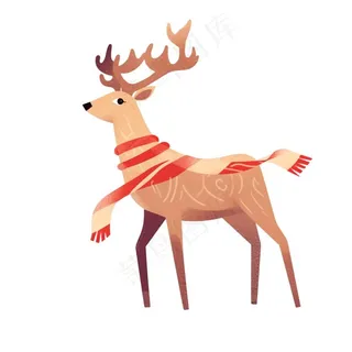 圣诞驯鹿麋鹿动物卡通插画免抠