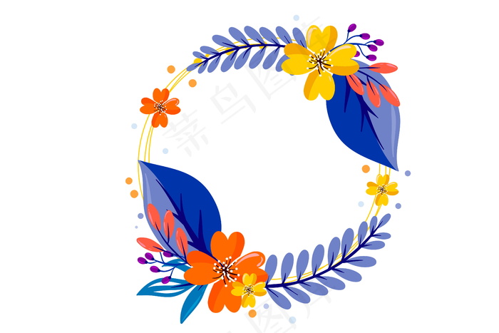 卡通圆形花框素材图片