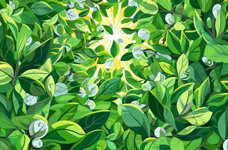 树上的茂密绿叶插画