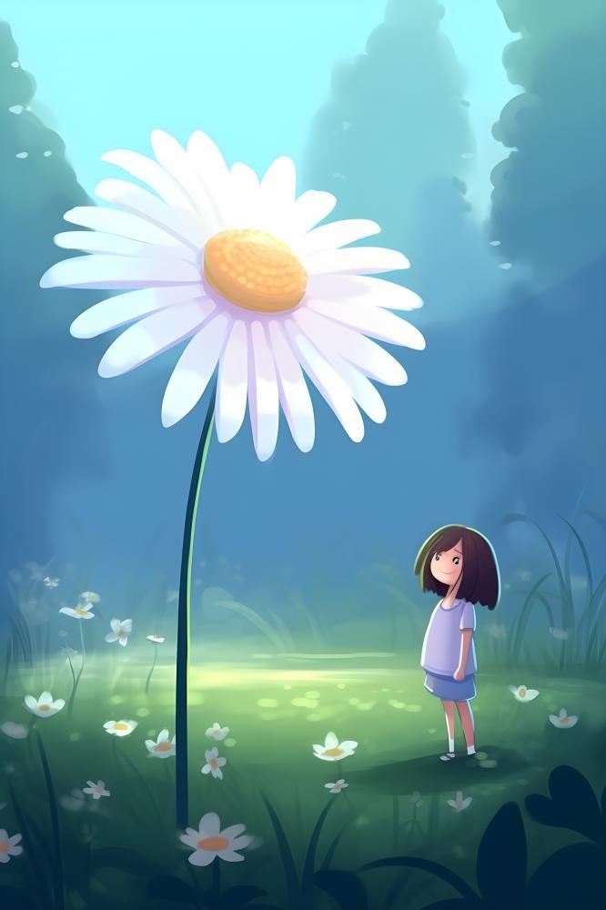 手绘插画花人物草原山森林大自然素材海报背景(3584x5376)