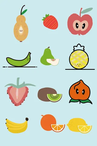 AI矢量卡通水果