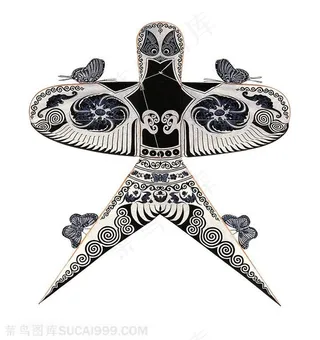 黑色蝴蝶燕子蝙蝠祥云风筝纸鸢民俗节日图片