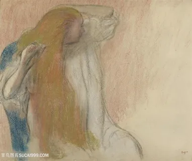 德加手绘长发女性装饰画