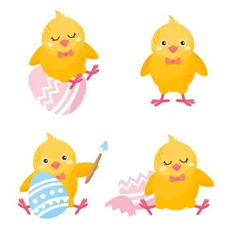 复活节花环彩蛋兔子的可爱形象插画元素(7)