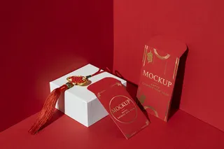 两个红包红色背景样机