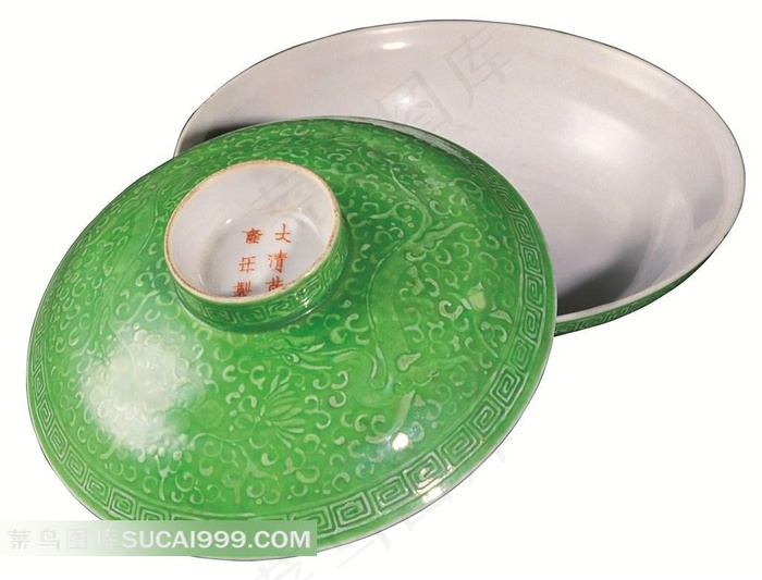 古董绿碗素材图片