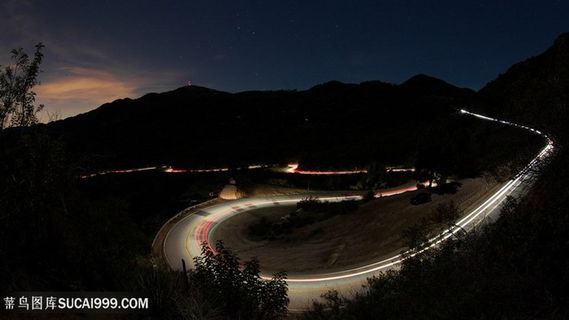 夜晚山林道路壁纸