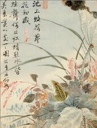 新中式书法荷花青蛙文字玄关