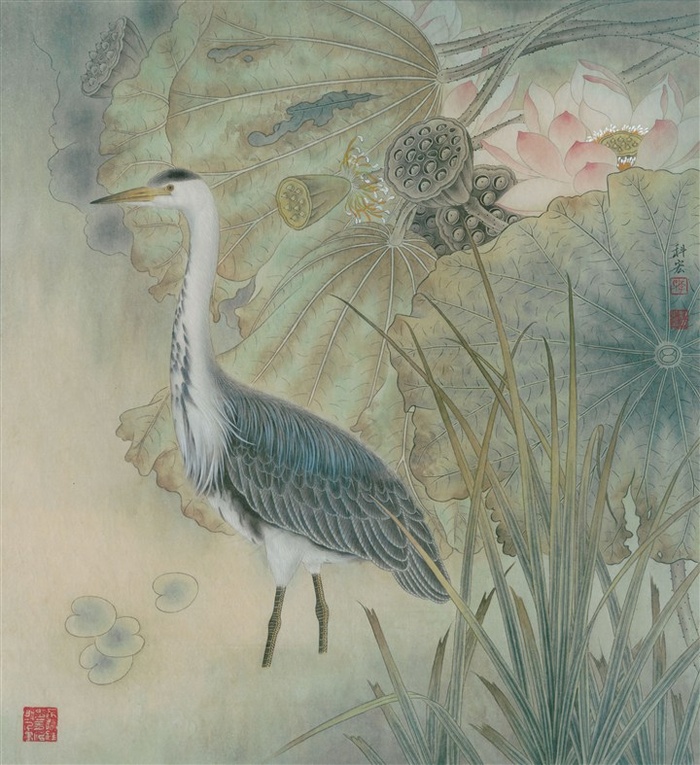 荷塘逸客艺术画