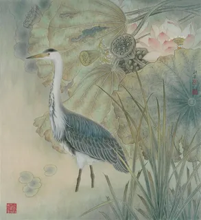 荷塘逸客艺术画 荷塘逸客艺术画