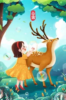 简洁白露活动海报图片