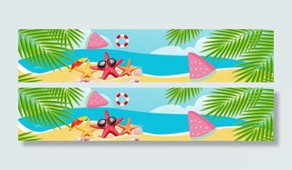 夏日海边卡通P横幅SD素材