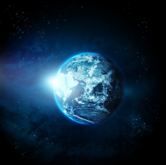 蓝闪耀宇宙中的星球高清图片
