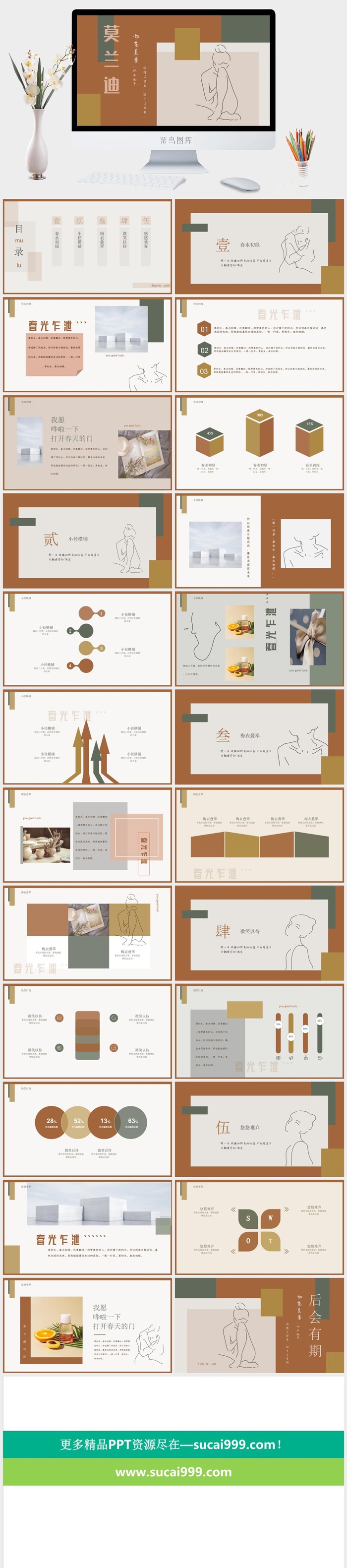 莫兰迪色系PPT模板