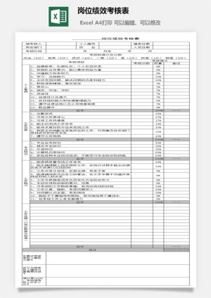 岗位绩效考核表