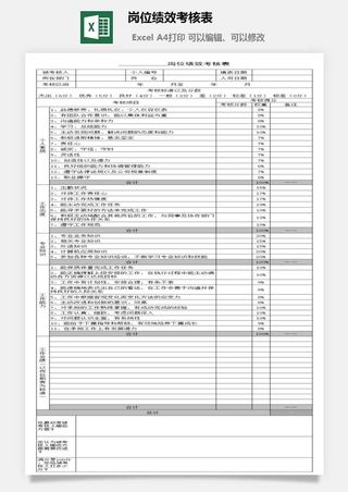 岗位绩效考核表