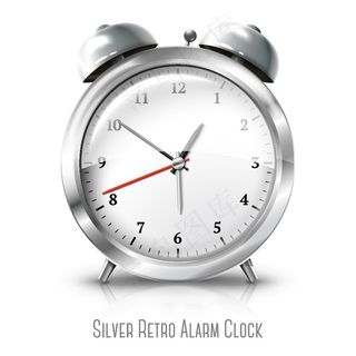 矢量银色闹钟
