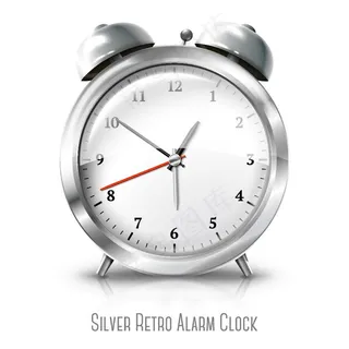 矢量银色闹钟