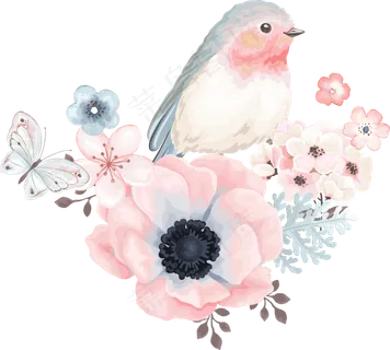 蝴蝶、鸟与花香