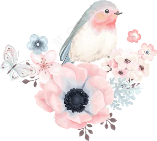 蝴蝶、鸟与花香