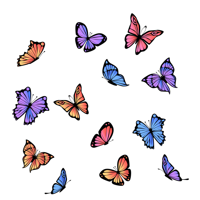 多个多彩渐变蝴蝶免扣元素