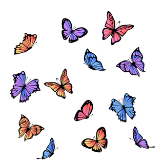 多个多彩渐变蝴蝶免扣元素