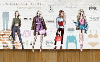 手绘时尚服装背景