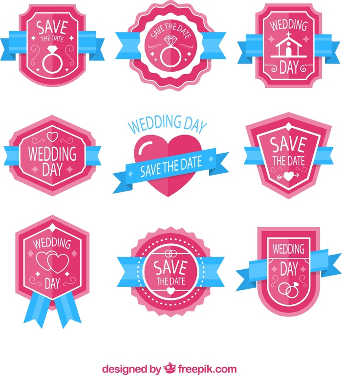 免抠粉色婚礼标签