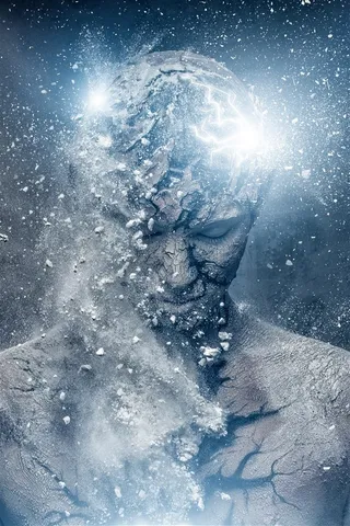 青色发光开裂的男人