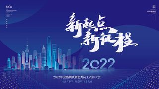 乘风破浪梦想起航2022企业公司虎年年会晚会舞台展板背景素材
