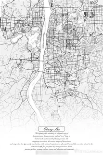 长沙素描地图挂画 长沙素描地图挂画