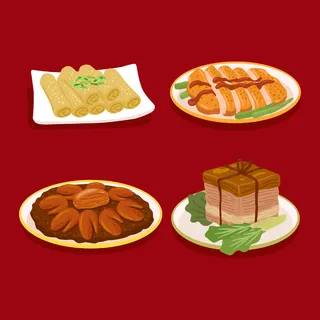 新年中国风美食插画
