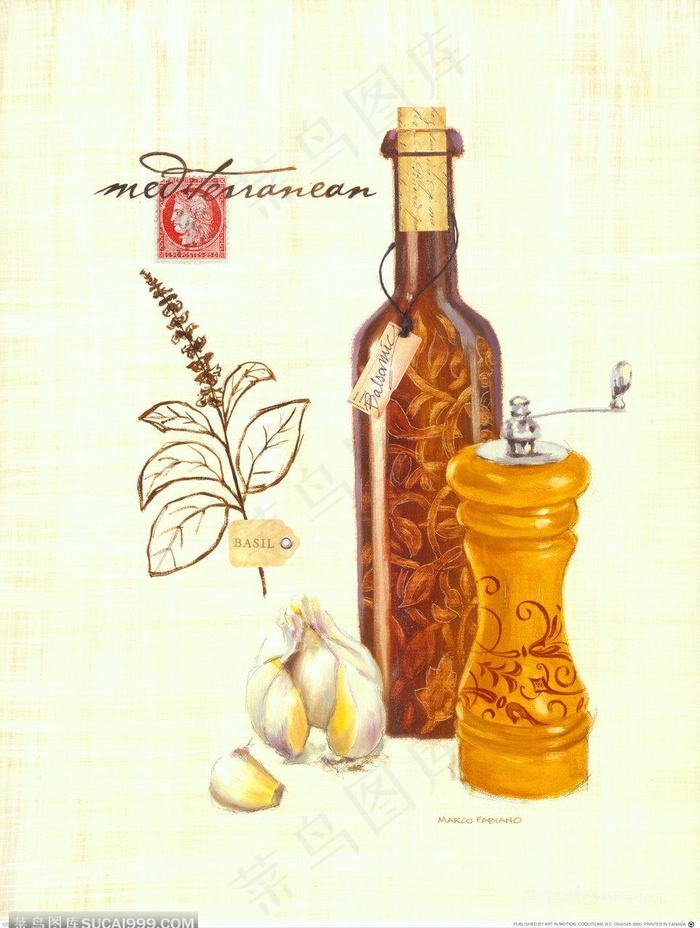 瓶子蒜头时尚插画