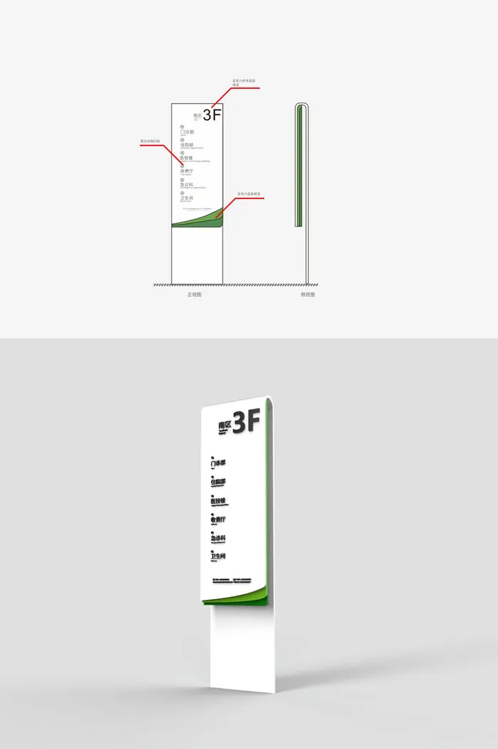 医疗医院导视标识医院楼层分布导视牌cdr矢量模版下载