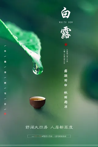 创意中国风白露传统节气海报