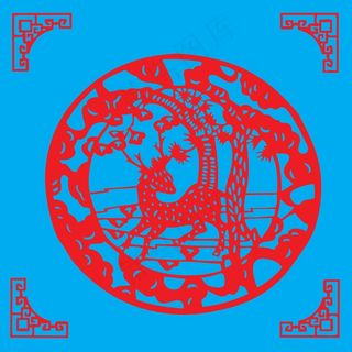 麋鹿剪纸 剪纸风元素