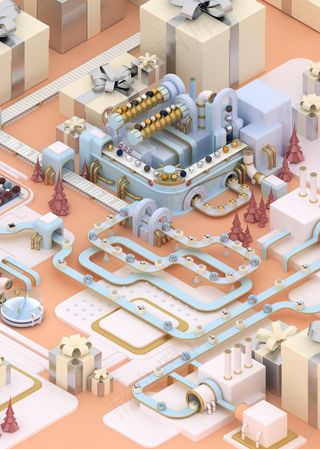 圣诞节3D建模礼品工厂