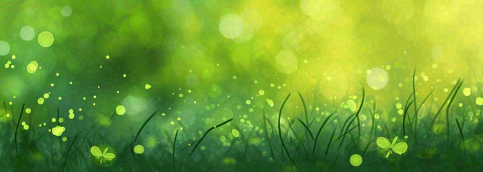 春天夏天绿色草地清新，春分立夏插画背景(1840x656)