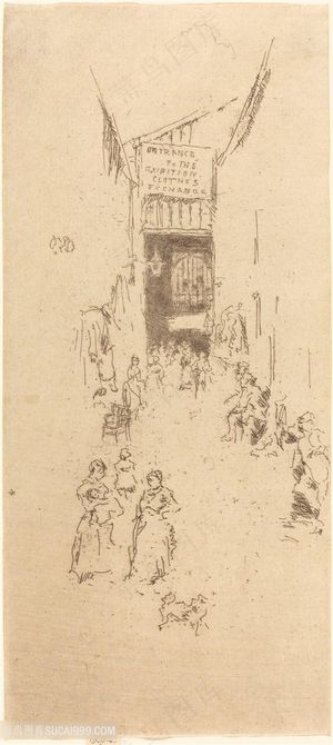 惠斯勒素描街道建筑