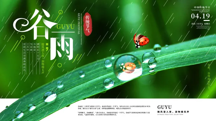 谷雨二十四节气海报设计psd模版下载
