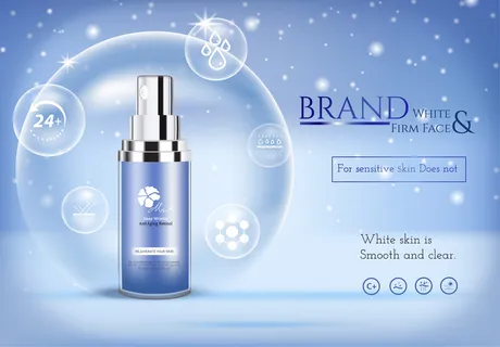 电商蓝色补水化妆品海报