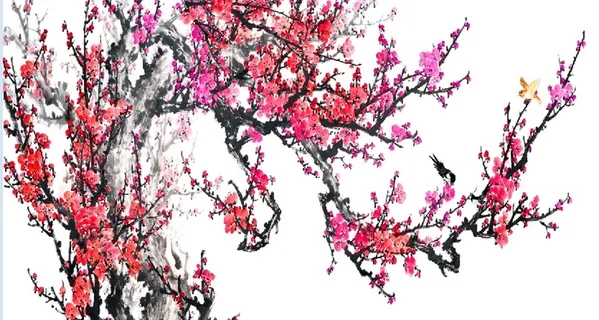 水墨桃花开始冬天