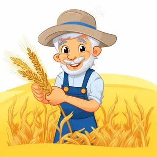 秋收农民收小麦插画素材背景