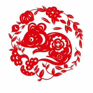 老鼠剪纸 剪纸风元素