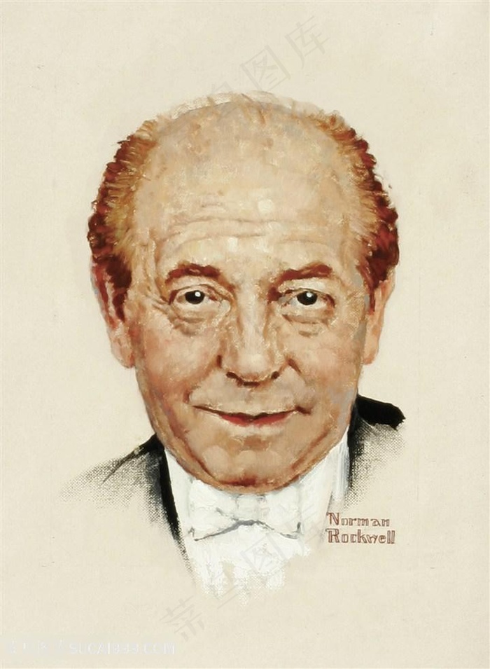 诺曼 · 洛克威尔手绘老人艺术挂画