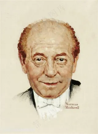 诺曼 · 洛克威尔手绘老人艺术挂画