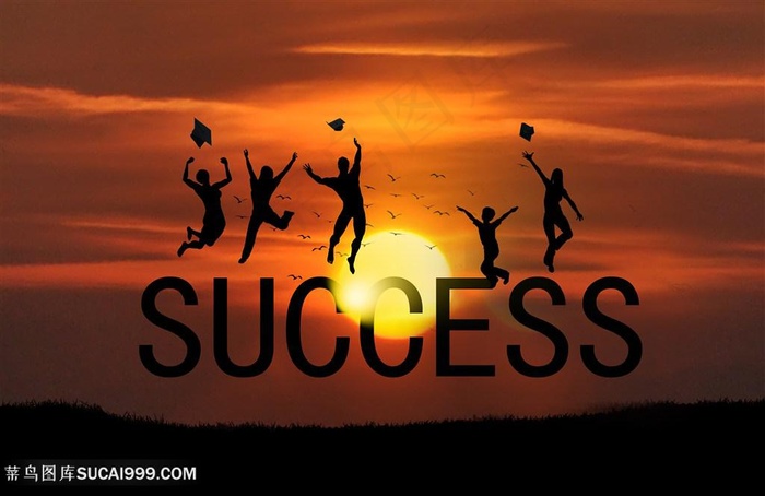 夕阳下的年轻人剪影