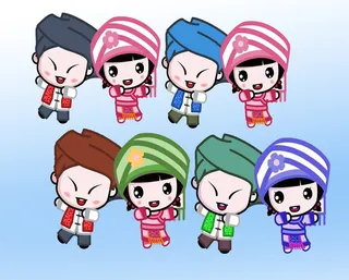 少数民族娃娃卡通集体跳舞 