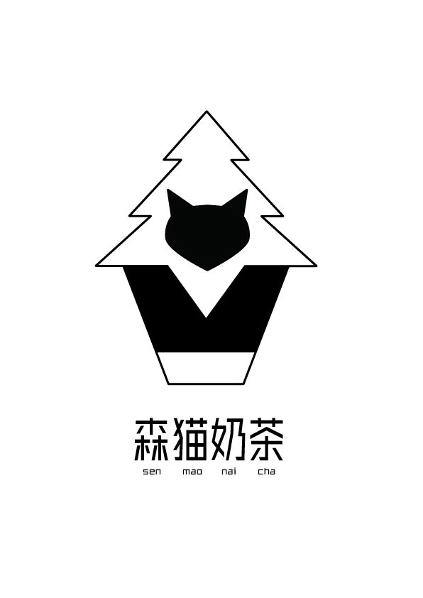 森猫奶茶LOGOai矢量模版下载