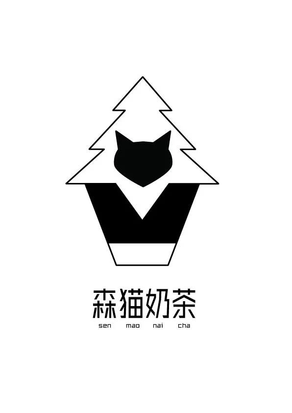 森猫奶茶LOGOai矢量模版下载
